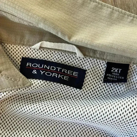 Mens Roundtree & Yorke Beige Outdoor Button Up Shirt - 2XT - Picture 9 of 9